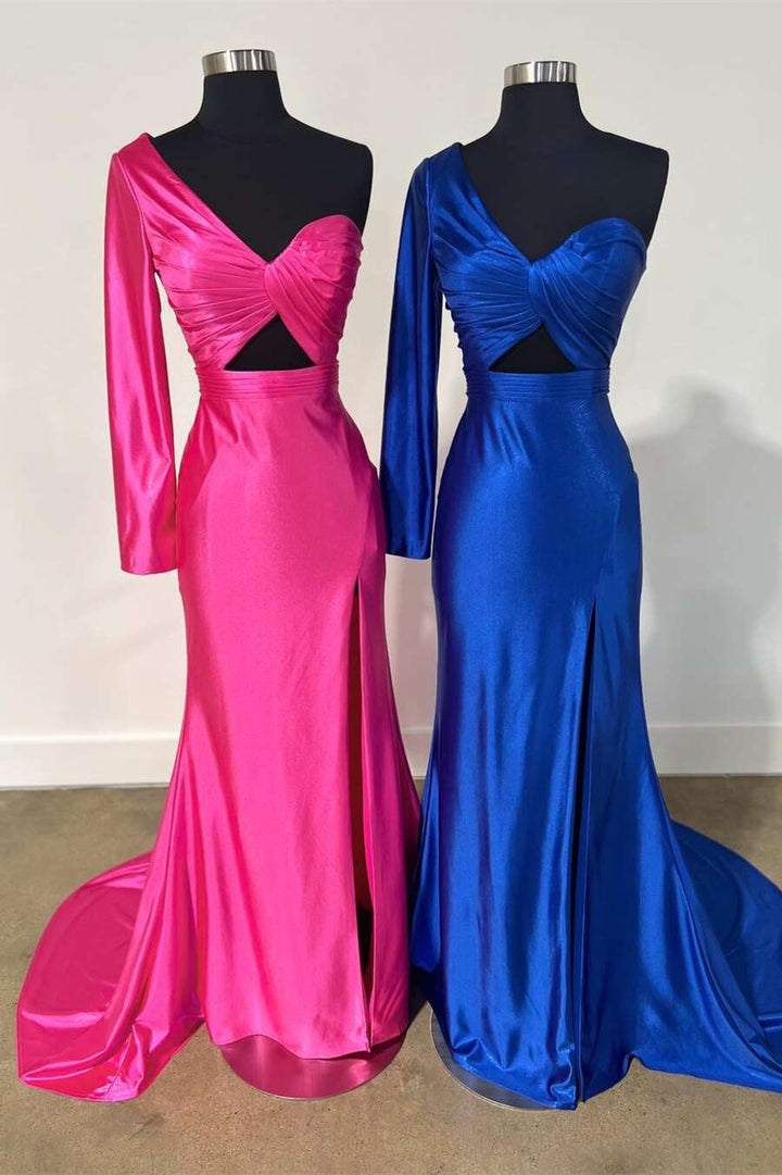 Sweetheart One Shoulder Long Sleeves Mermaid Party Prom Dress