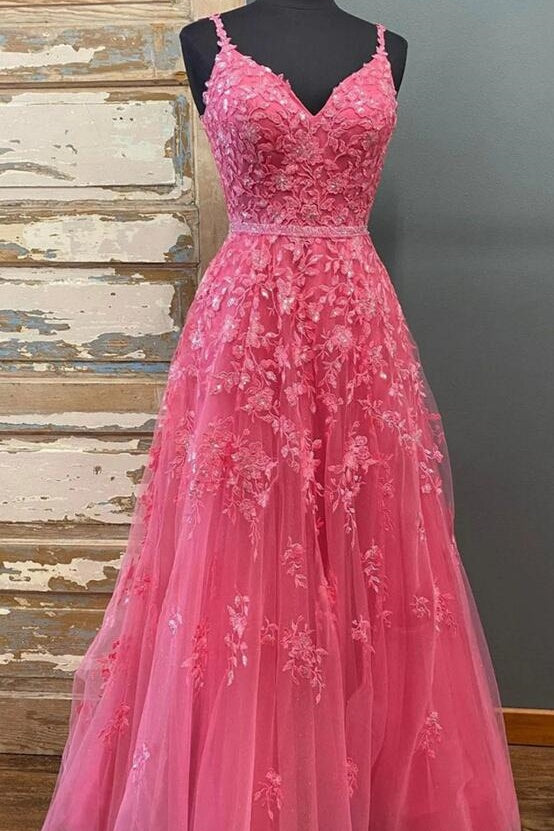 Sweetheart Sleeveless Backless Tulle A-Line Appliques Prom Dress