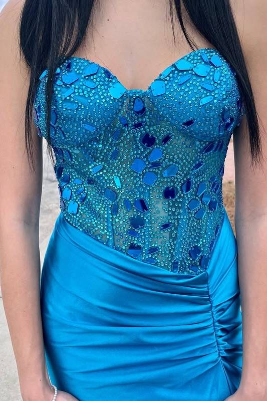 Sweetheart Sleeveless Beaded Mermaid Party Prom Dress