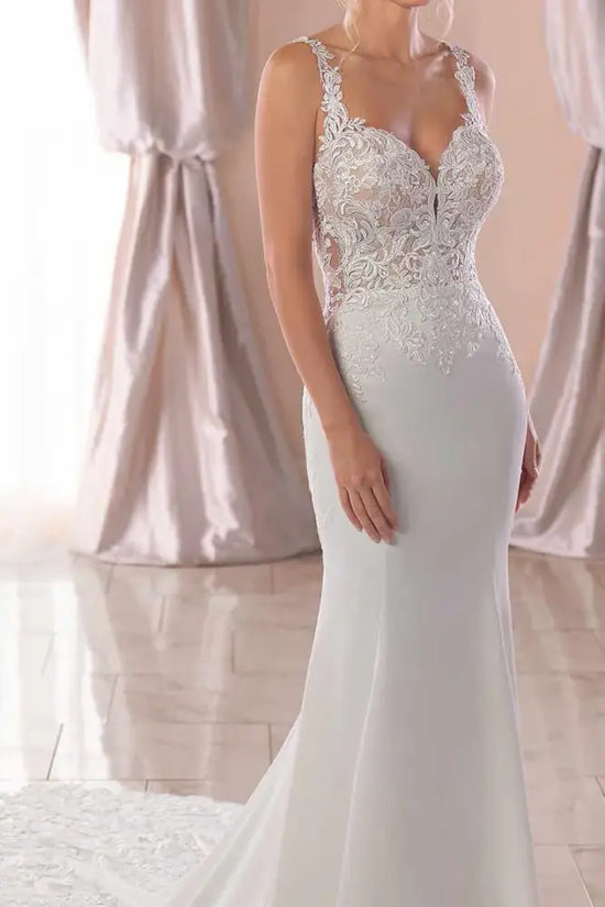 Sweetheart Sleeveless Lace Appliques Mermaid Wedding Dress