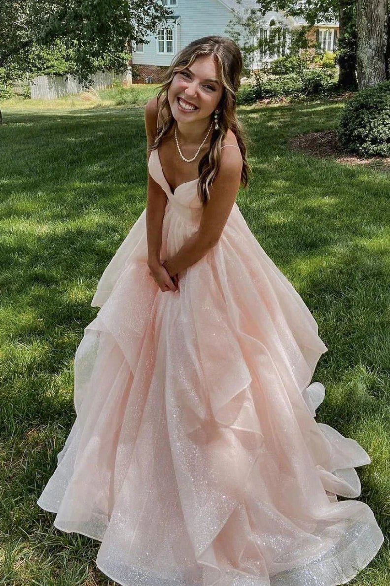 Sweetheart Sleeveless Empire Tulle A-Line Tiered Prom Dress