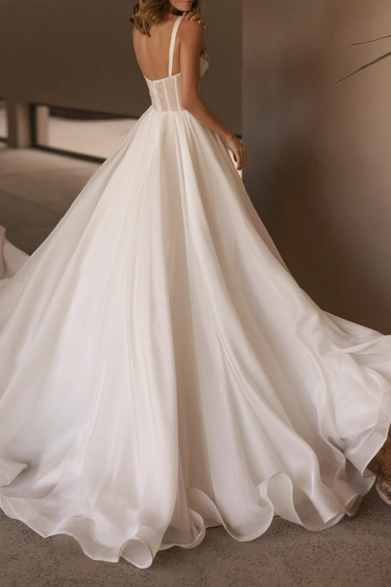 Sweetheart Spaghetti Straps Beaded Sheer Empire Chiffon Wedding Dress Movousdress Sweetheart Spaghetti Straps Beaded Sheer Empire Chiffon Wedding Dress Movousdress