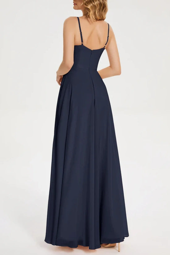 Sweetheart Spaghetti Straps Satin A-Line Bridesmaid Dress