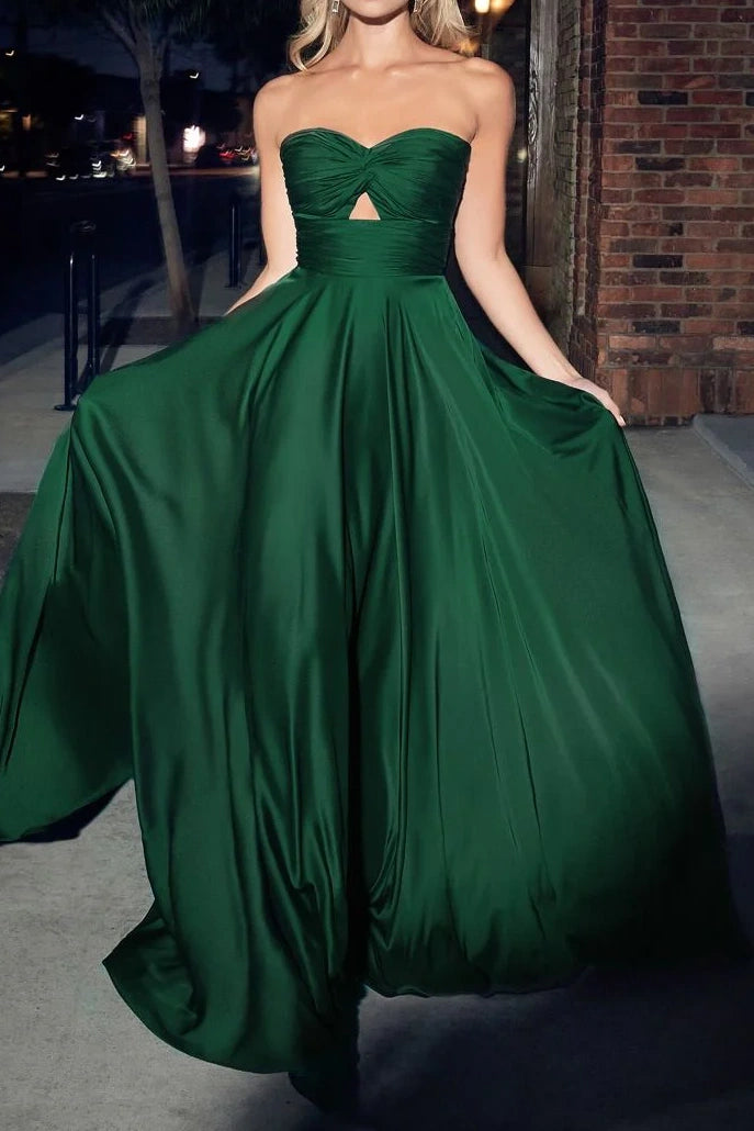 A-Line Sweetheart Strapless Empire Long Bridesmaid Dress