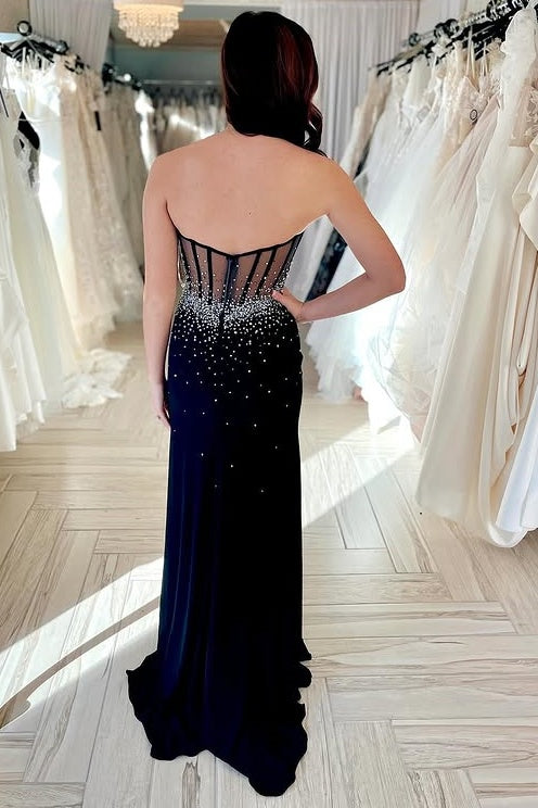 Sweetheart Strapless Empire Beaded Mermaid Party Prom Dress