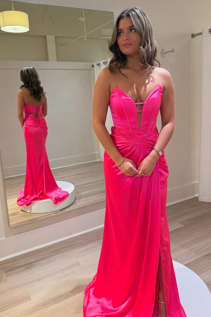 Sweetheart Strapless Empire Mermaid Party Prom Dress With Slit