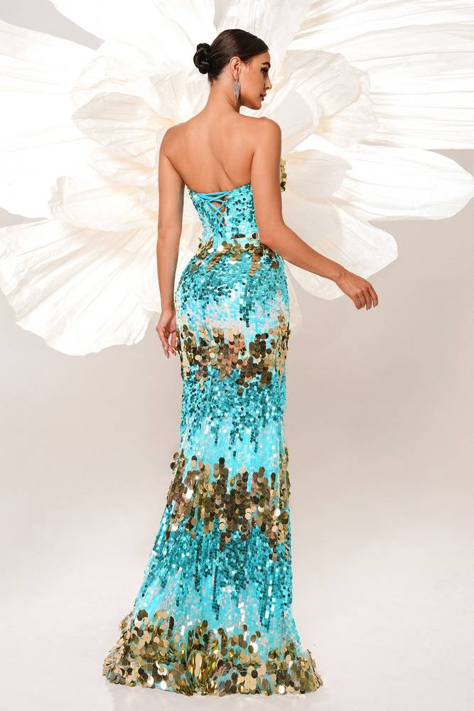 Sweetheart Strapless Empire Sparkly Party Evening Dress