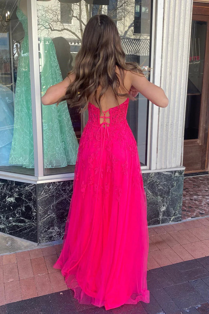 Sweetheart Strapless Empire Tulle Appliques Party Prom Dress