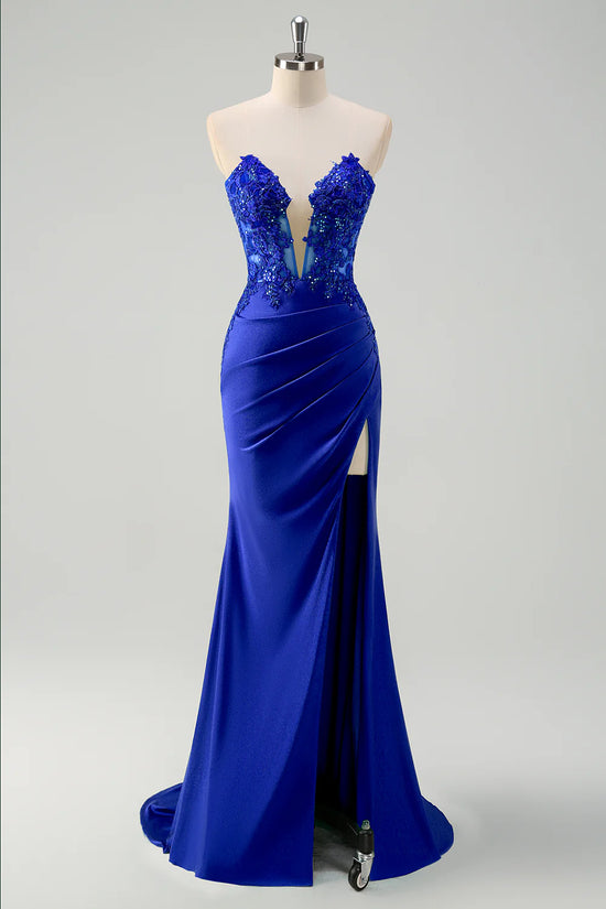 Sweetheart Strapless Mermaid Empire Appliques Party Prom Dress