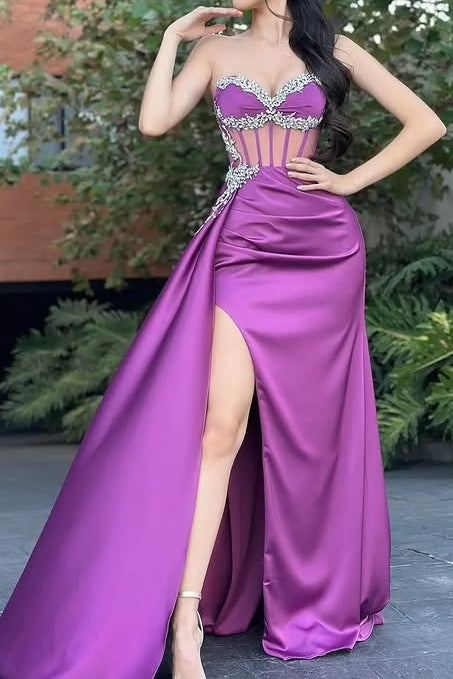 Sweetheart Strapless Sheer Empire Beaded Prom Drss