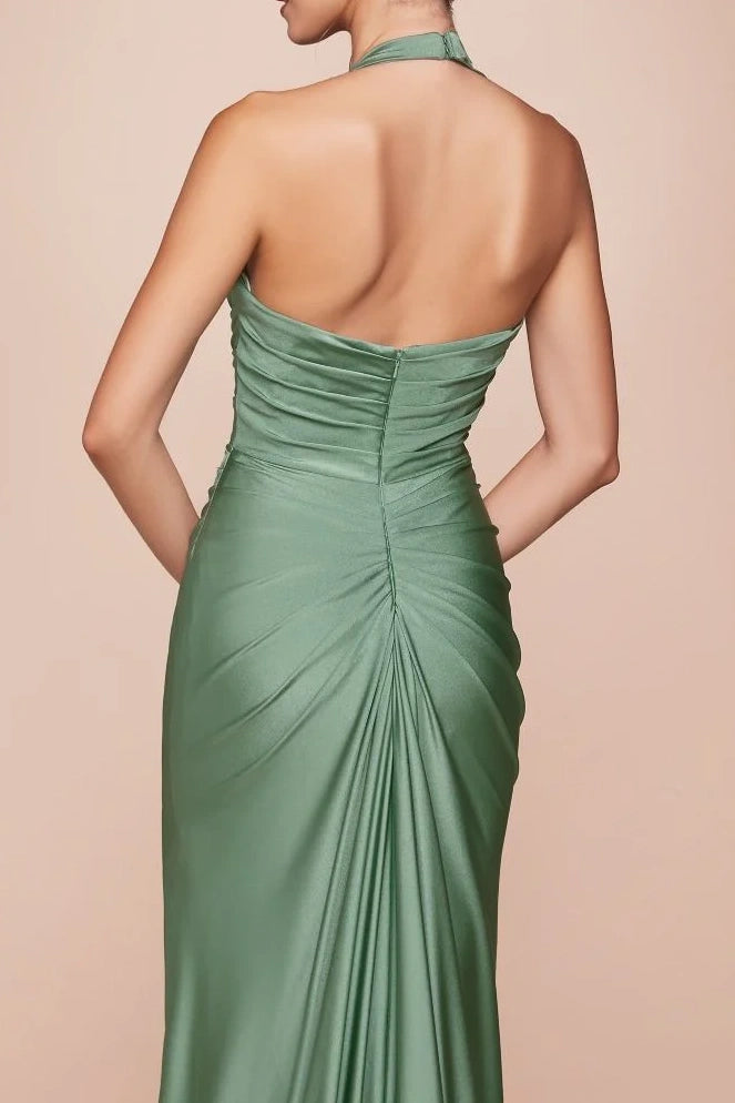 Sweetheart Halter Ruched Long Bridesmaid Dress