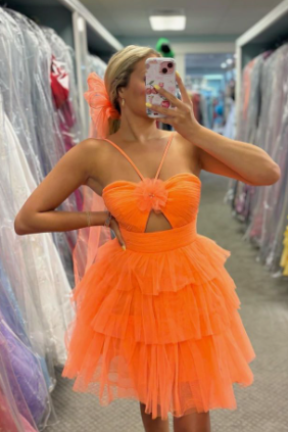 Tulle A-Line Halter Illusion Empire Short Homecoming Dress