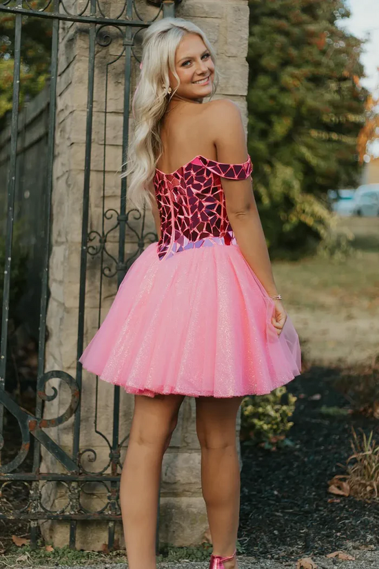 Glitter A-Line Off-Shoulder Empire Beaded Appliques Short Homecoming Dress Movousdress Glitter A-Line Off-Shoulder Empire Beaded Appliques Short Homecoming Dress Movousdress