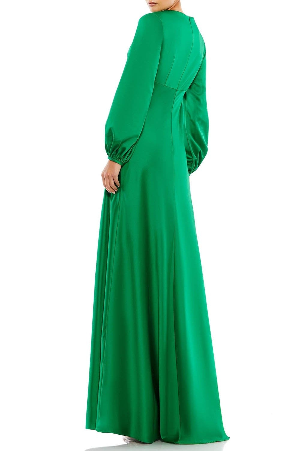 V-Neck Long Sleeves Empire Satin A-Line Mother Of Brides Dress