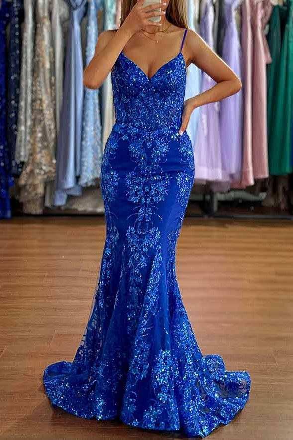 V-Neck Sleeveless Backless Mermaid Formal Parom Dress