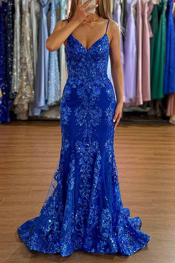 V-Neck Sleeveless Backless Mermaid Formal Parom Dress