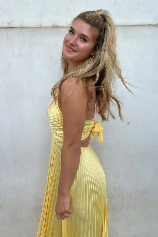 V-Neck Sleeveless Empire Ruched Long Party Prom Dress