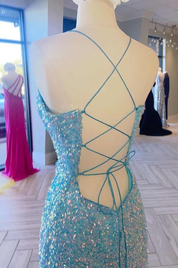 V-Neck Sleeveless Fully Sequins Party Prom Dress