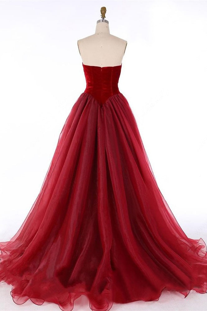 V-Neck Strapless A-Line Two Tone Party Prom Dress