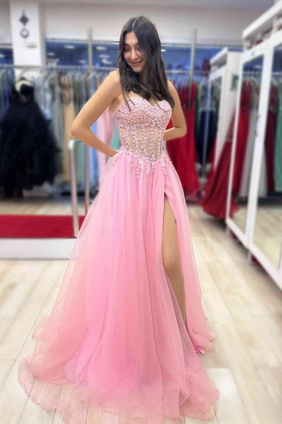 Cute Tulle A-Line Sweetheart Spaghetti Straps Beaded Prom Dress