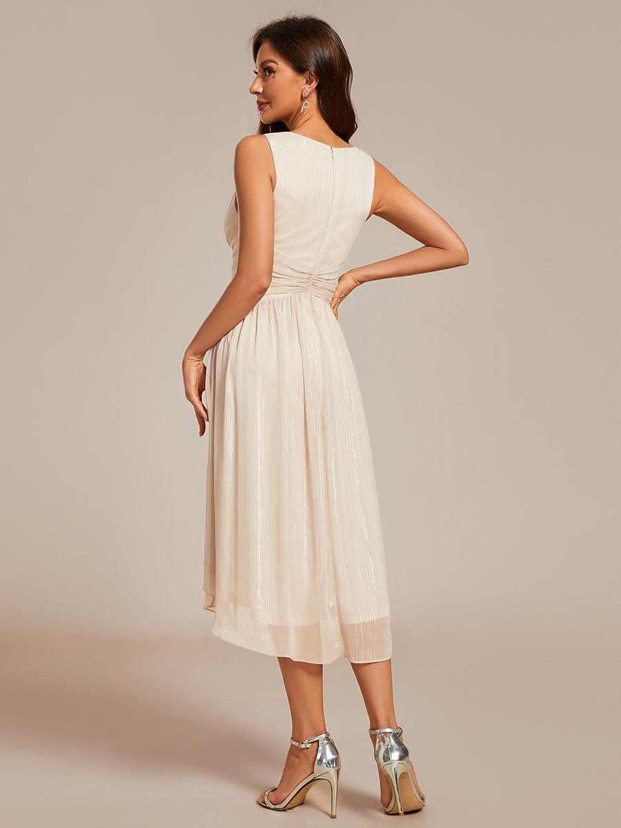 A-Line V-Neck Sleeveless High Low Chic Wedding Guest Dress