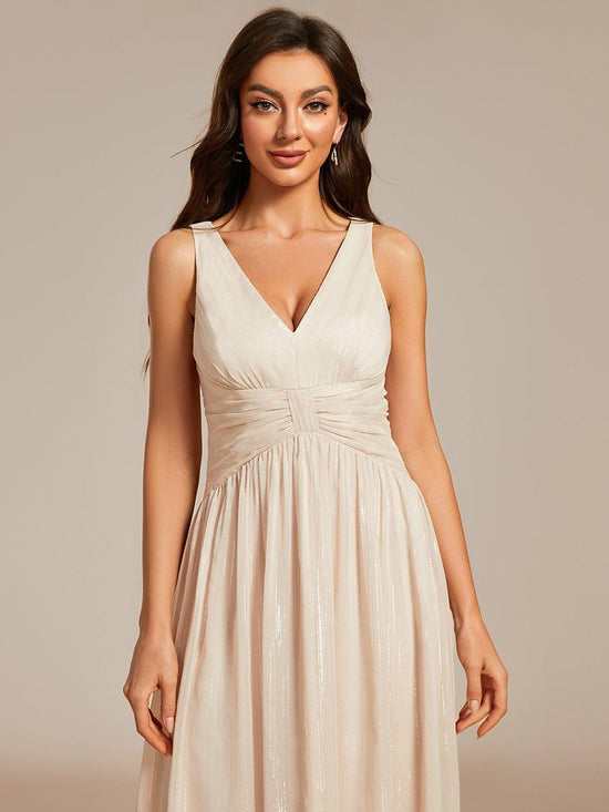 A-Line V-Neck Sleeveless High Low Chic Wedding Guest Dress