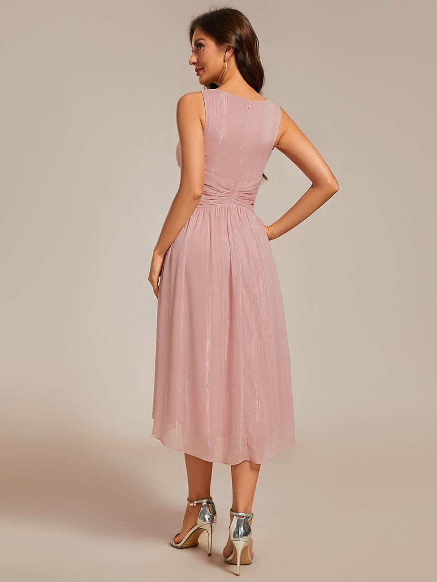A-Line V-Neck Sleeveless High Low Chic Wedding Guest Dress