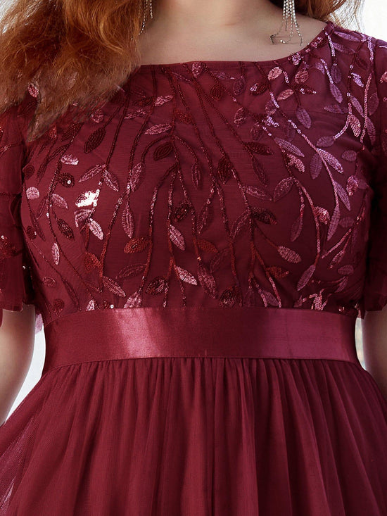 Scoop Half Sleeves Empire A-Line Party Evening Dress