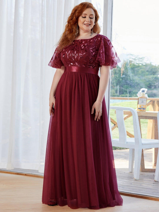 Scoop Half Sleeves Empire A-Line Party Evening Dress