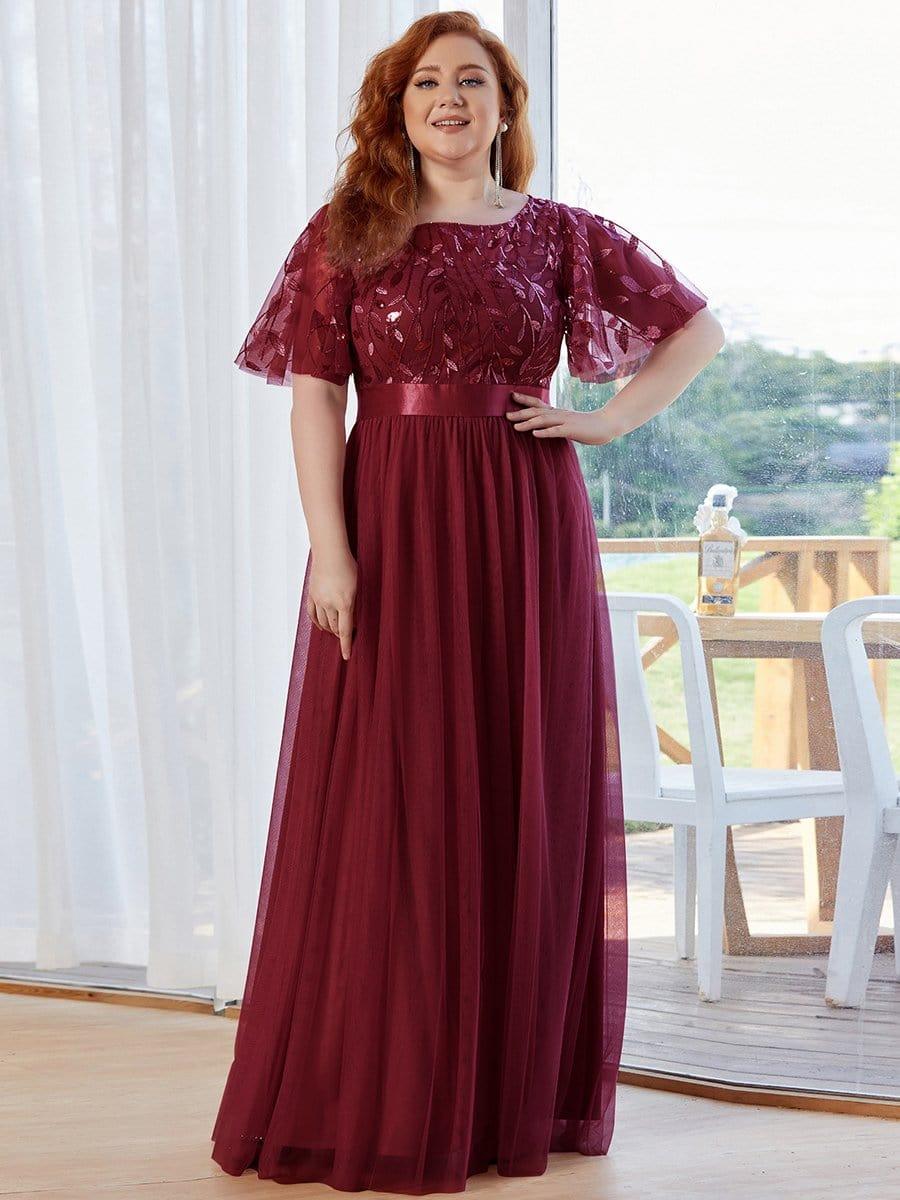 Scoop Half Sleeves Empire A-Line Party Evening Dress