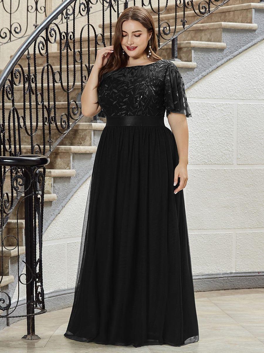 Scoop Half Sleeves Empire A-Line Party Evening Dress