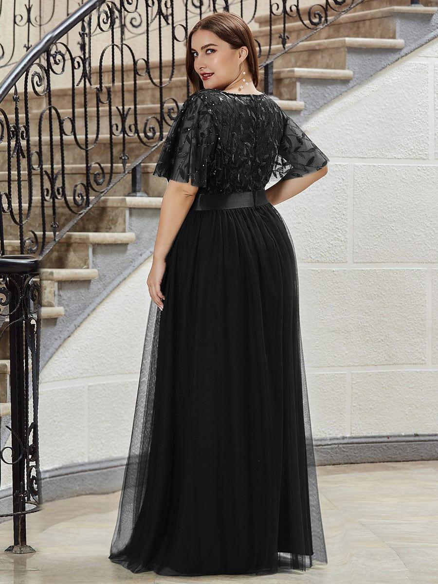 Scoop Half Sleeves Empire A-Line Party Evening Dress