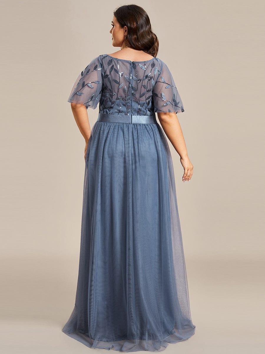 Scoop Half Sleeves Empire A-Line Party Evening Dress