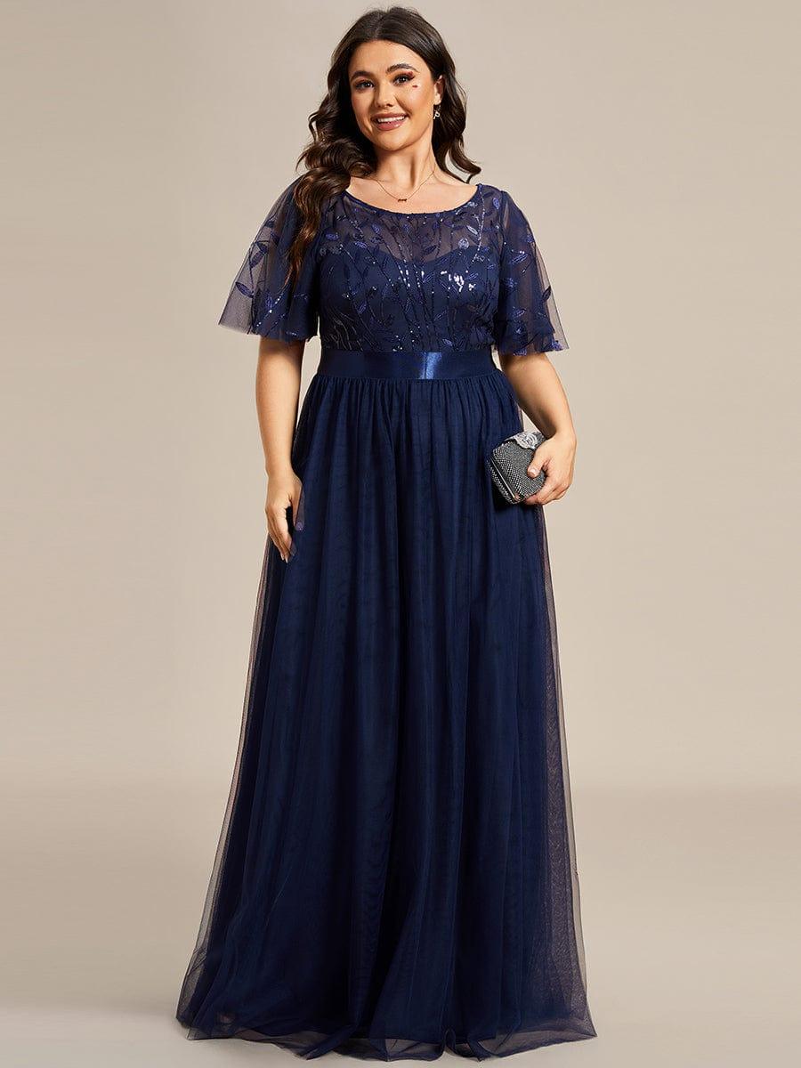 Scoop Half Sleeves Empire A-Line Party Evening Dress
