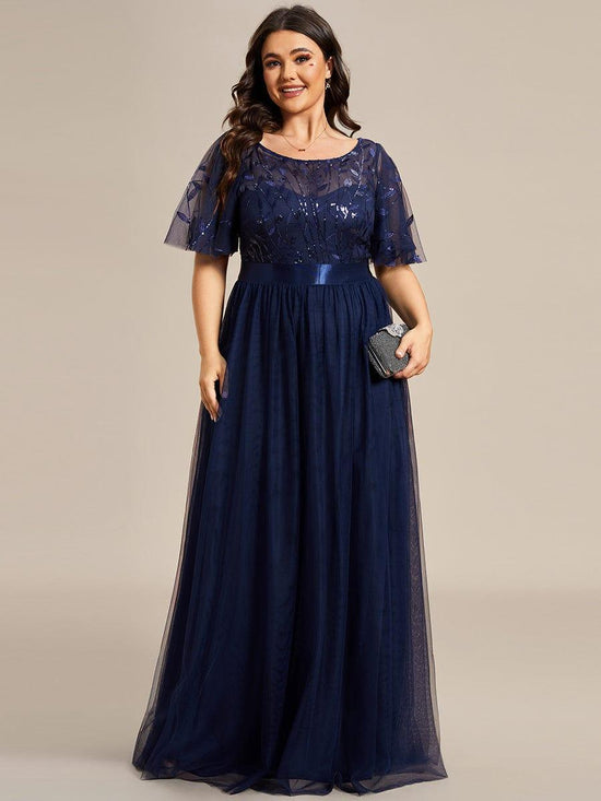 Scoop Half Sleeves Empire A-Line Party Evening Dress