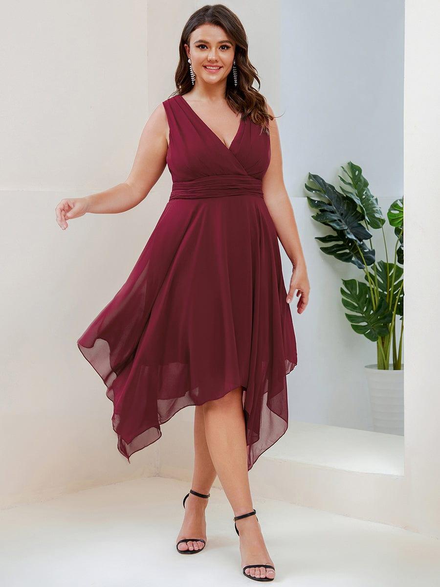 Chiffon V-Neck Sleeveless Empire Irregular Hem Bridesmaid Dress
