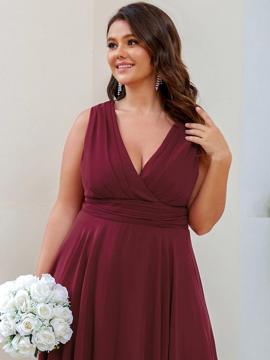 Chiffon V-Neck Sleeveless Empire Irregular Hem Bridesmaid Dress