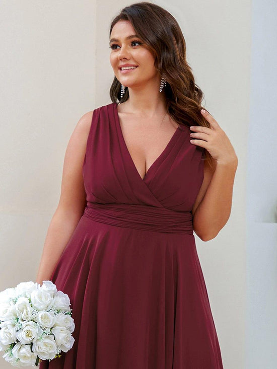 Chiffon V-Neck Sleeveless Empire Irregular Hem Bridesmaid Dress